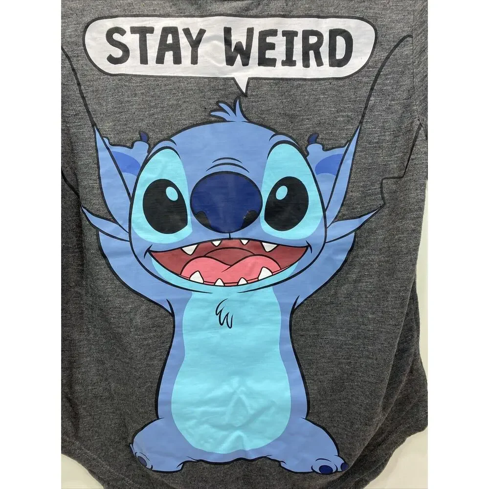 Disney Stitch Stay Weird Gray T-Shirt Girls Medium 7/8 Lilo Stitch Graphic